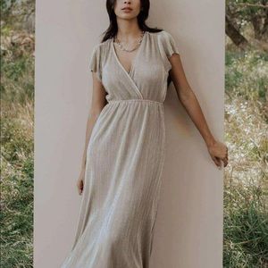Baltic born Athena pleated maxi dress, gold